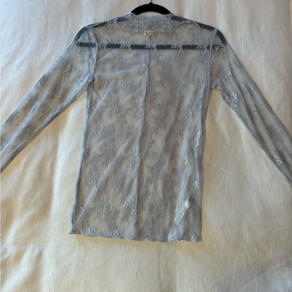 Free People Delicate Lace Top in Gray